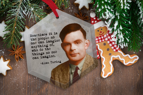 Alan Turing Glass Christmas Ornament