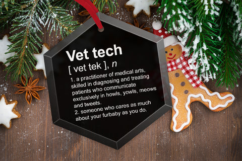 Vet Tech Definition Funny Glass Christmas Ornament