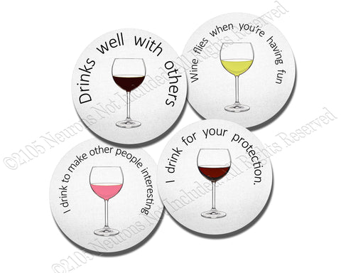 Funny Wine Sayings -  4 piece Neoprene Coaster Set