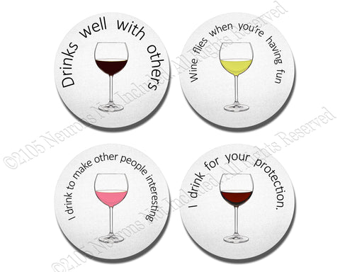 Funny Wine Sayings -  4 piece Neoprene Coaster Set