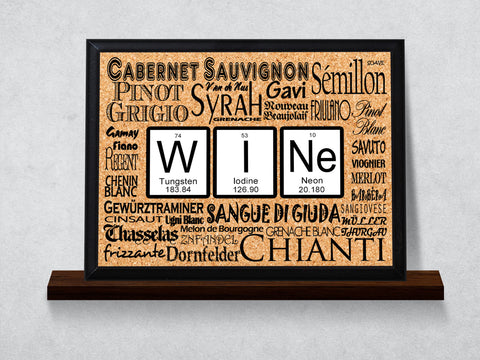 Wine Periodic Table of Elements Typography Wall Plaque