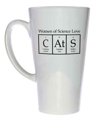 Women of Science Love Cats Coffee or Tea Mug, Latte Size