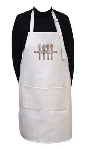 Personalized Cooking Tool Apron With Adjustable Neck and Large Front Pocket