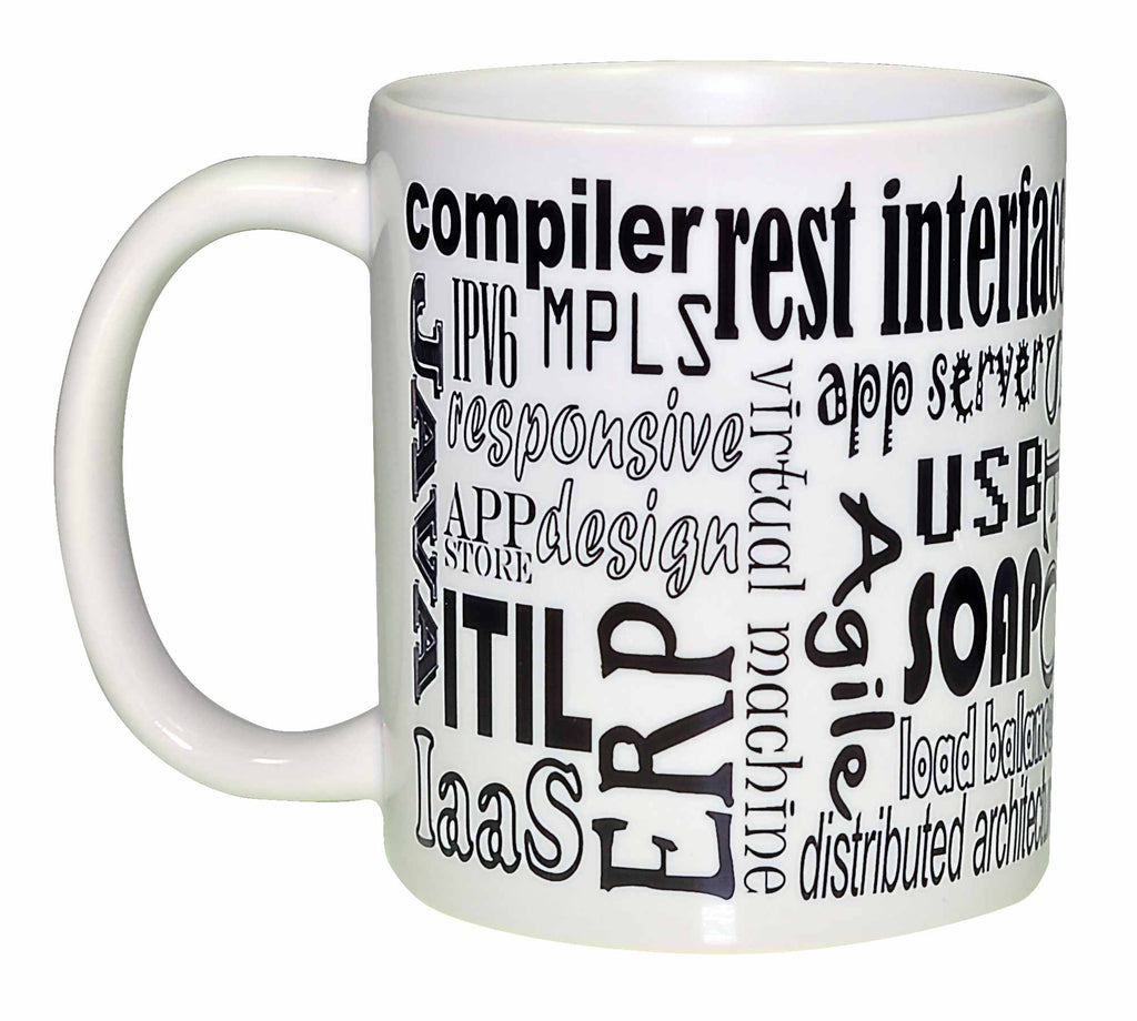 Computer Programming Terms Wraparound Coffee or Tea Mug